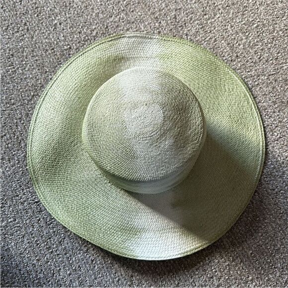 Anthropologie x Modern Monarchie Bicolor Straw Hat / Green & White/ Sz Medium main image 6